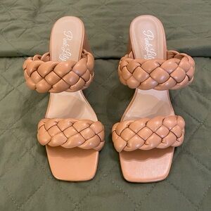 Pink Lily Tan Braided Leather Sandals